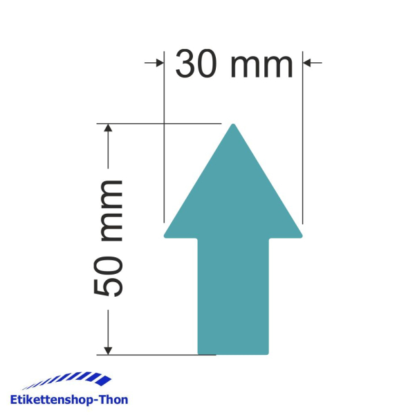 Pfeilaufkleber - Blau auf Rolle - 30 x 50 mm - 500 Stück